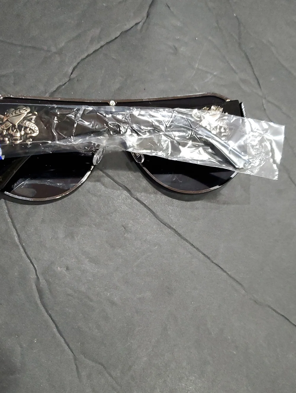 Ed Hardy Fatal Attraction love kills slowly 1971 emblem black shield sunglasses